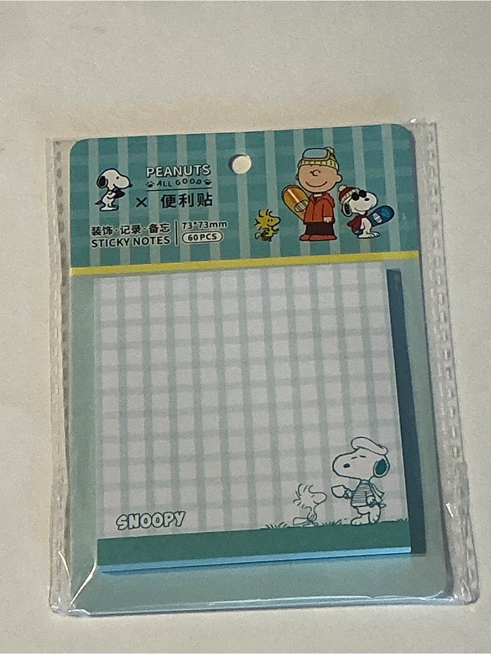 Peanuts Blue Polka Dot Sticky Notes - 60 PCS